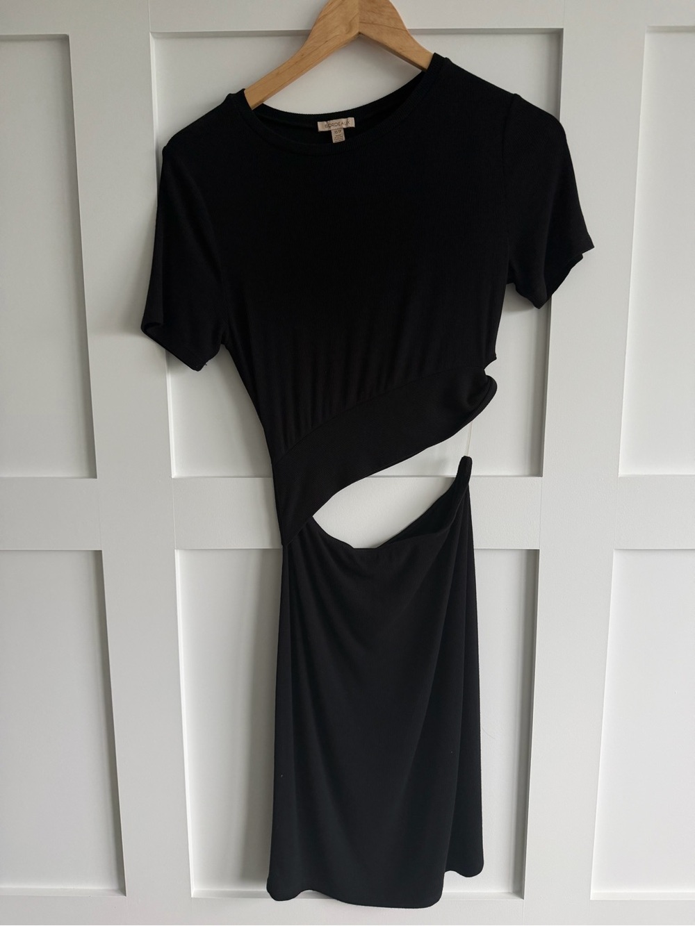Anthropologie Black Asymmetrical Cutout Midi Dress
